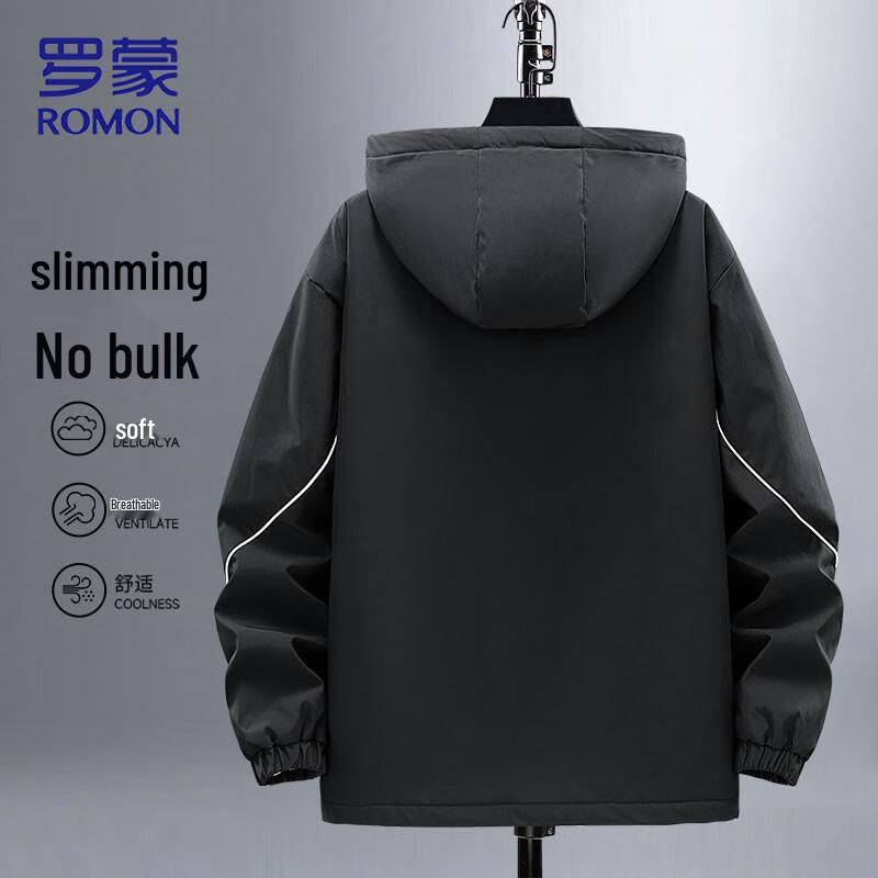 ROMON Men's Loose-Fit Hooded Fleece-Lined Winter Jacket