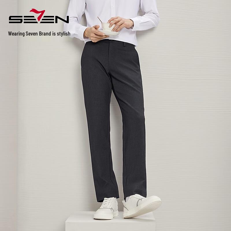 SEVEN Men's Wool Blend Business Casual Slim-Fit Straight-Leg Pants