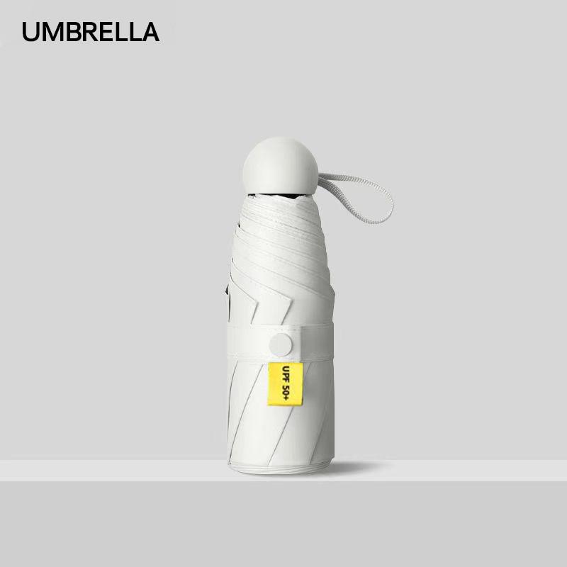 Скидка 50% Мини-ультралегкий компактный карманный зонт - Черное покрытие, двойное использование от солнца/дождя, однотонный