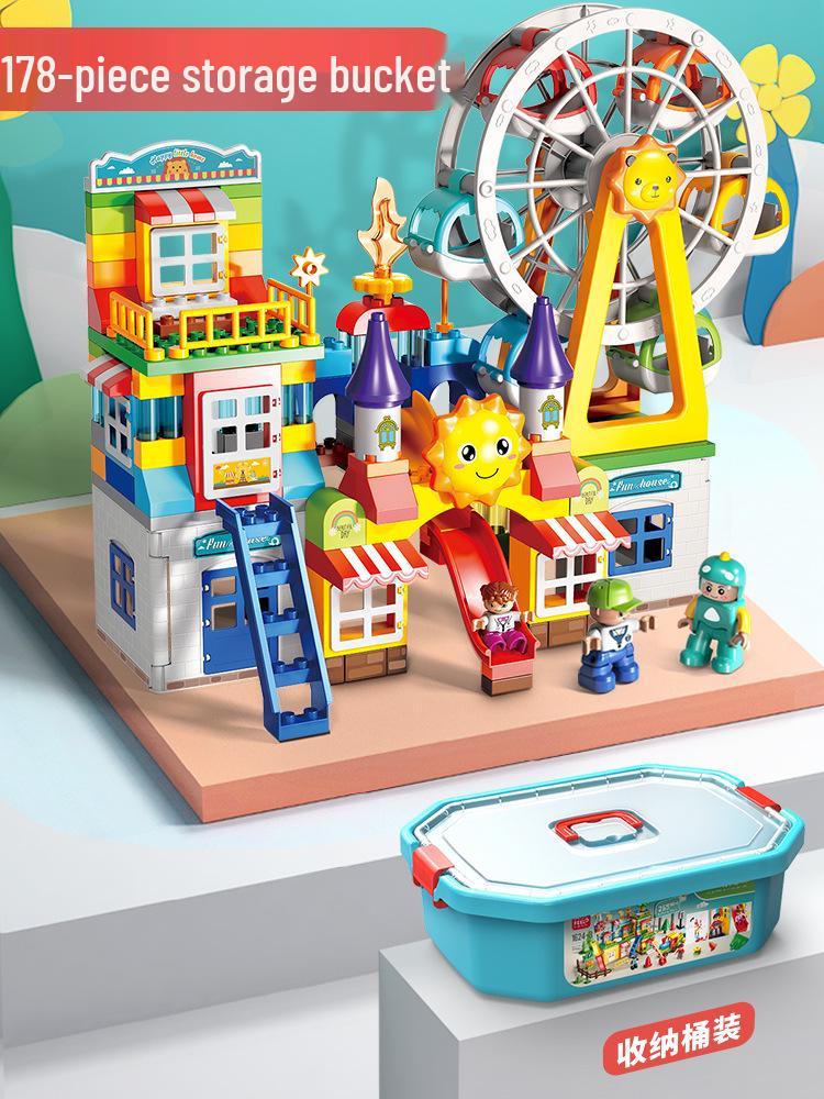 Feile Large Particle Educational Building Blocks Compatible with Lego: Castle and Amusement Park Set for Kids
