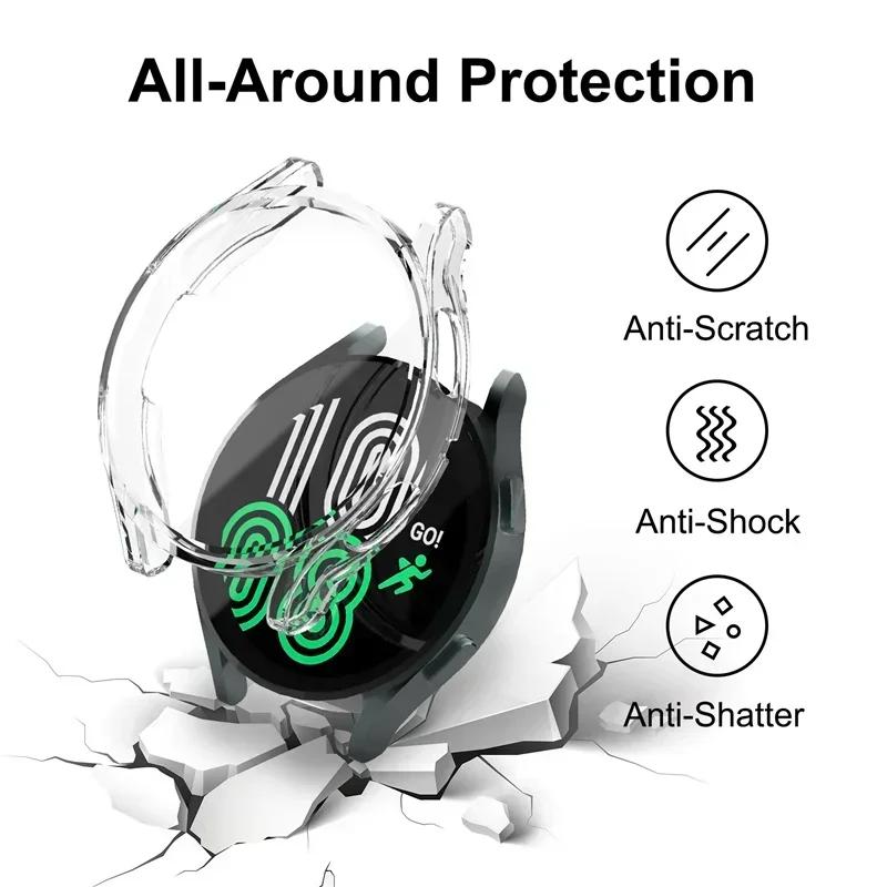 Coque de Protection Pour Samsung Galaxy Watch 4 5 6 40mm 44mm Couverture Silicone TPU Pare-chocs Protection Écran Accessoires Complets