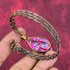 Natural Kingman Pink Dahlia Turquoise Cuff Bracelet Copper Wire Wrapped Bangle Handmade Gemstone Jewelry Adjustable Bangle Anniversary Gifts