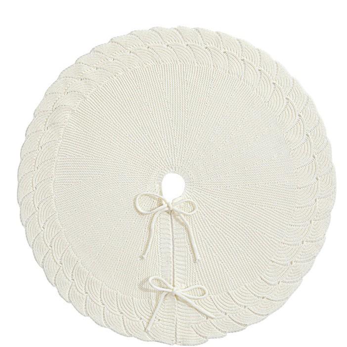 White Cloud Knit Christmas Tree Skirt - Holiday Decoration
