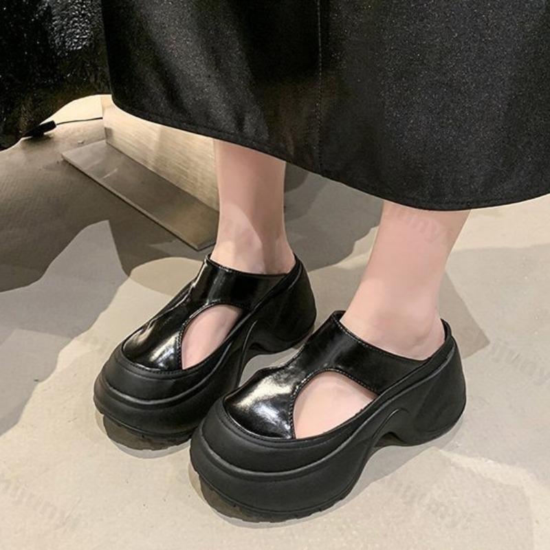 Fashion Fashion Leopard Print Hollow Casual Thick Soled Half Slippers for Women 2025 Summer Comfortable Versatile Beach Chunky Draggers