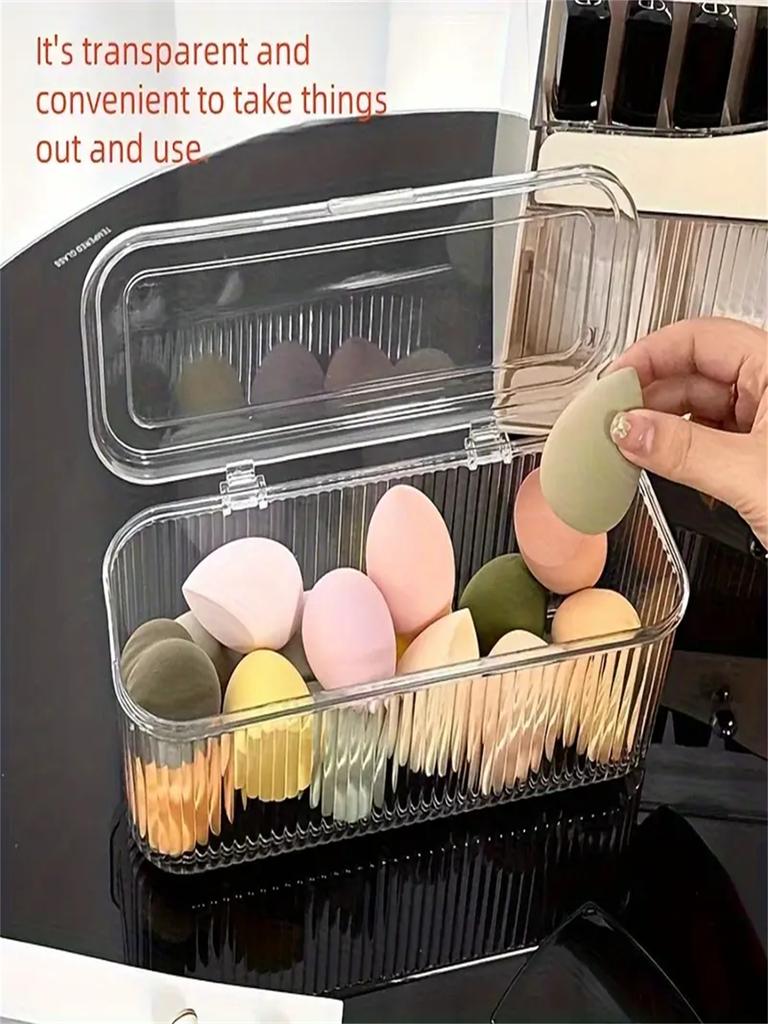 One Piece Stripe Transparent Flip Cover Storage Box High Visibility Convenient Accessable Stackable Storage for Organization