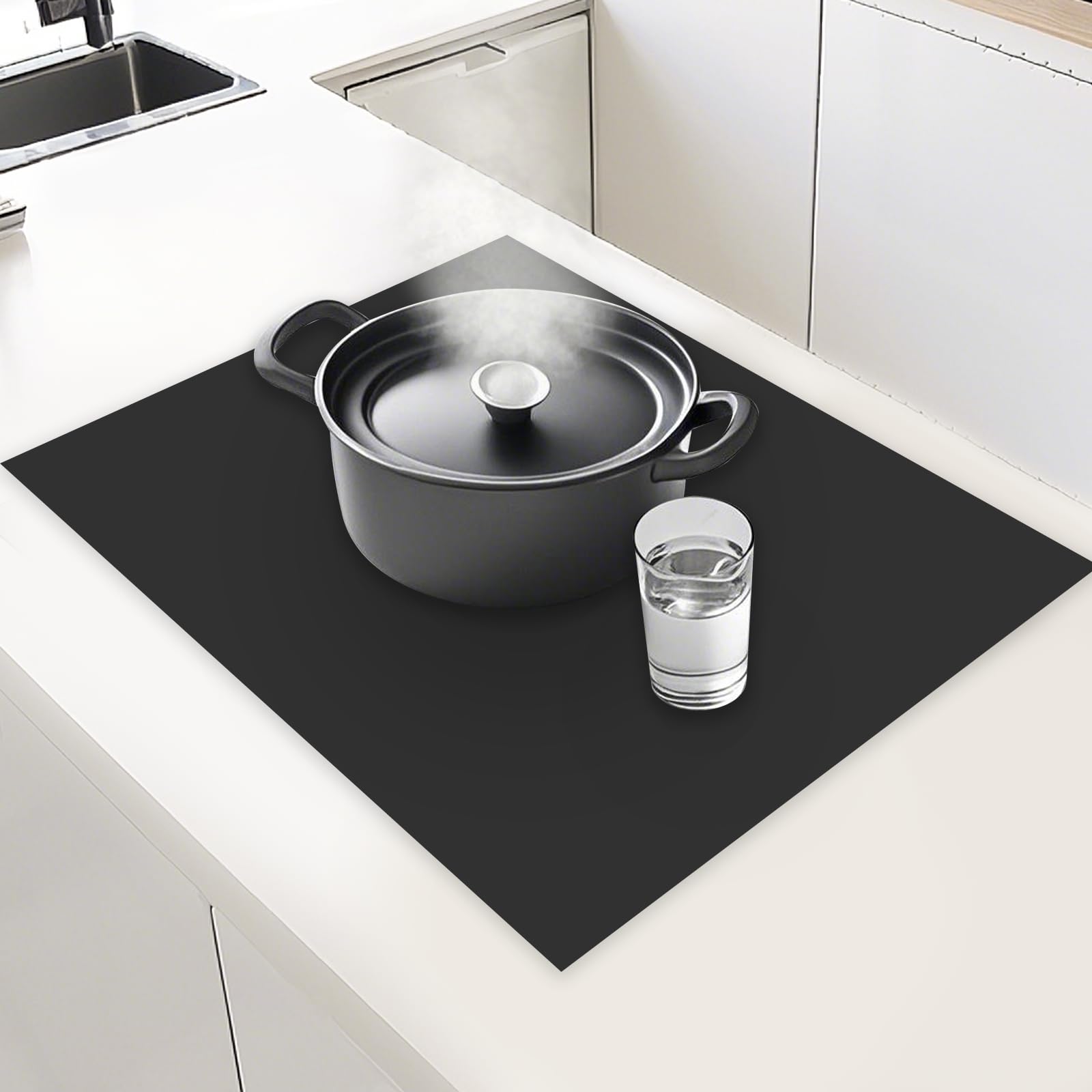 

PakOne Кухонная столешница Очень большая Силиконовая 2мм Рабочая поверхность Термостойкая Холодостойкая Посудомоечная машина и Защитник, Коврик, 90x60см, Толстый, Защита, чёрный