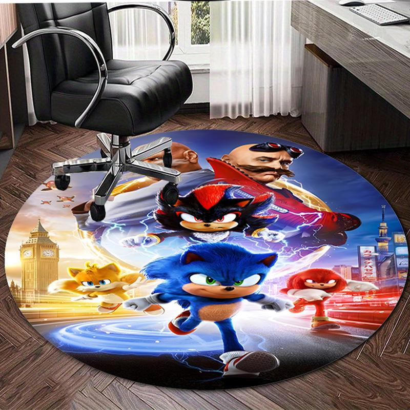 1pc Sonic1 Design Printed Area Round Carpet for Bedroom Living Room Home Decor Rugs Mat Non Slip Mat Rug for Bedside