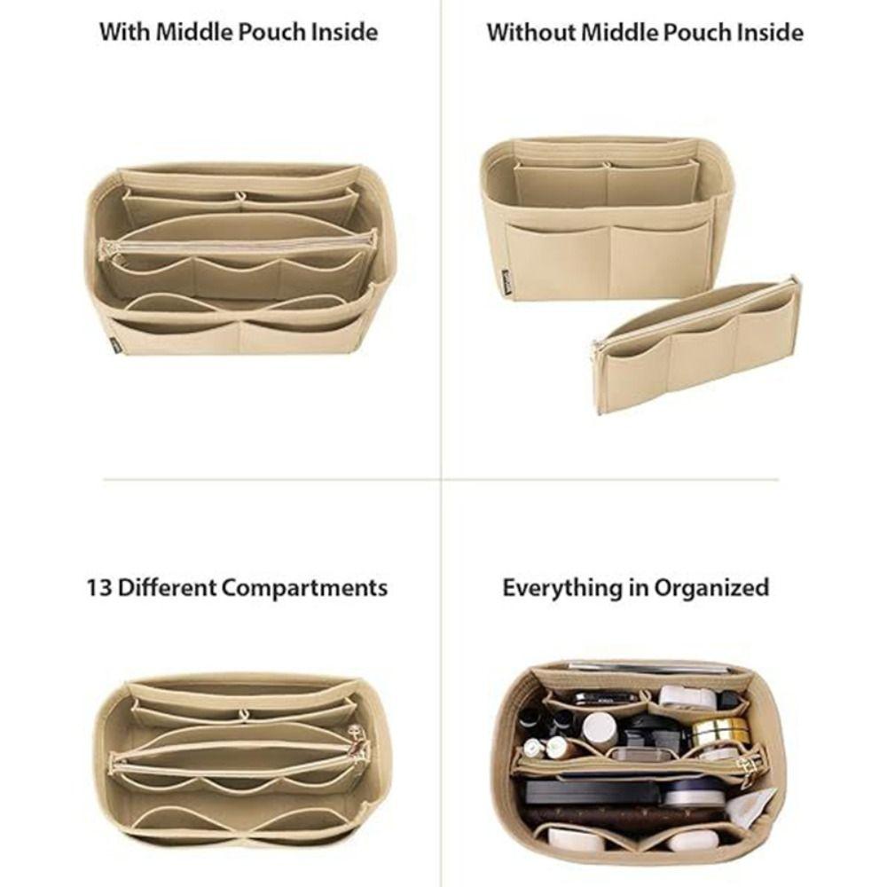 Lightweight Handbag Insert Cosmetic Organizer Multi-Pocket Handbag Storage Pouch  Toiletry Storage