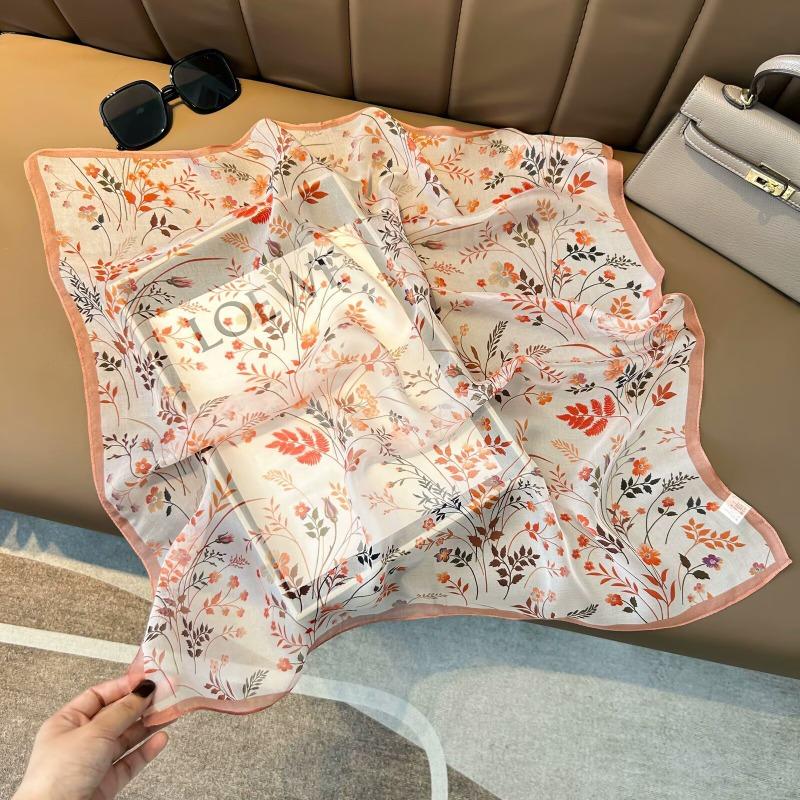 Spring and Summer New Thin Silk Chiffon Silk Scarf Women's Simple Atmospheric Polka Dot 100 Mulberry Silk Silk Scarf Breathable Scarf