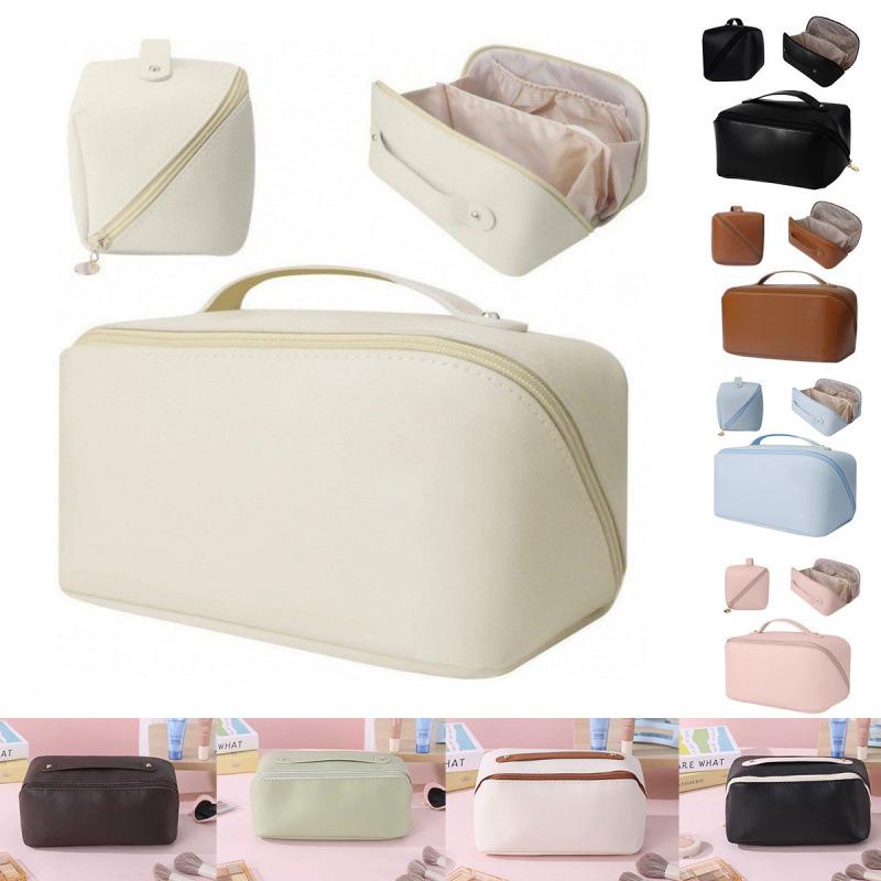 Stylish High-Grade PU Leather Makeup & Toiletry Travel Bag with Large Capacity