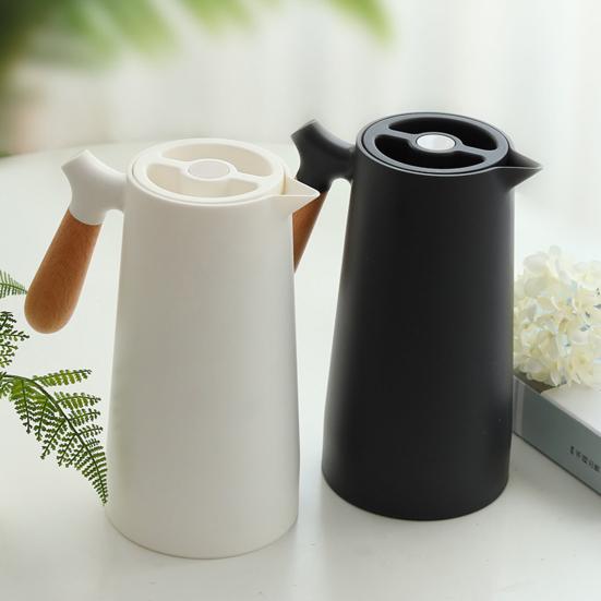 Thermoskanne 1000ml Kapazität Wasserspender Kessel mit Holzgriff Vakuumisoliert Wasserflasche Auslaufsicher Isoliert Kessel für Zuhause Büro Wohnheim