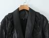 2026 Autumn Women's Elegant Faux Leather Belted Lapel Jacket