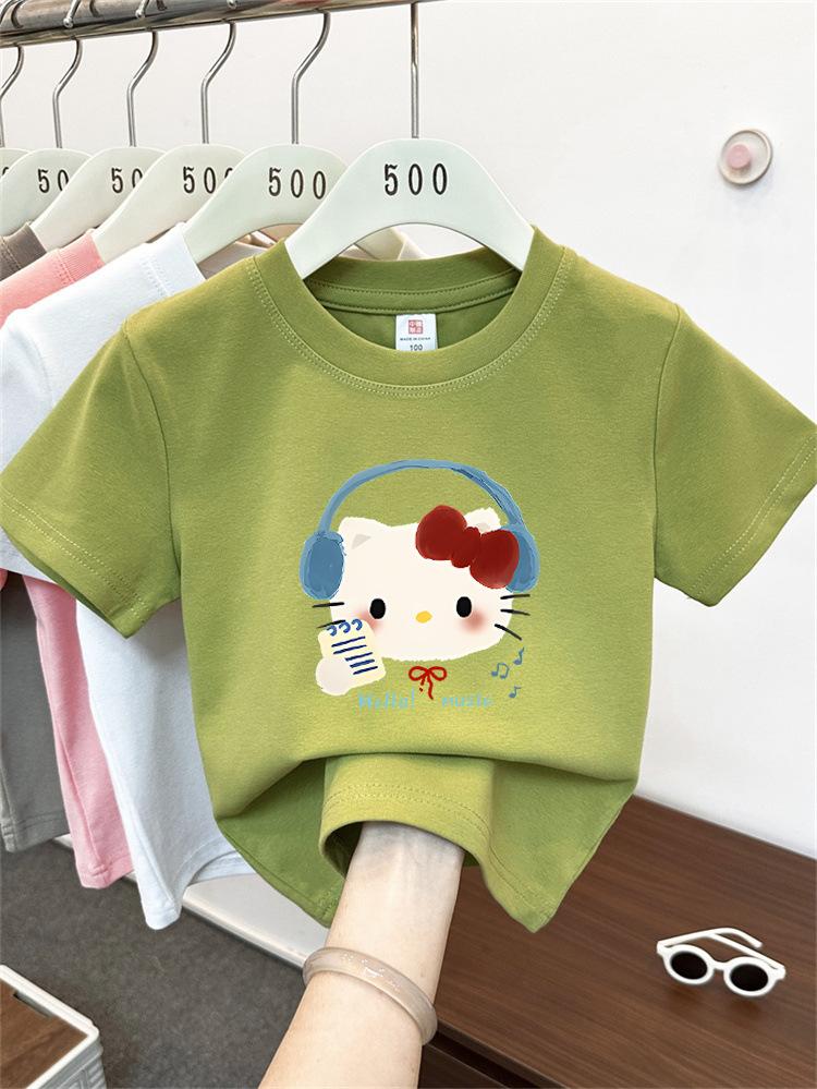 Kids Summer Cotton Cartoon T Shirt Loose Short Sleeve Round Neck Top For Boys And Girls