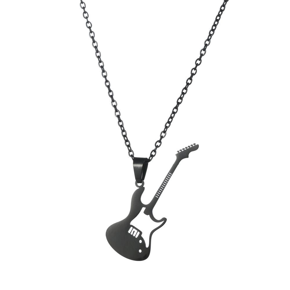 Cazador Mode Gitarre Anhänger Halskette für Damen Musiknote Akkordeon Trommel Kette Halskette Edelstahl Schmuck Geburtstagsgeschenk