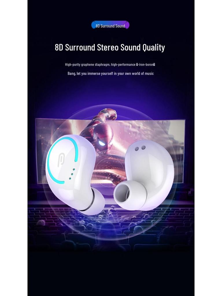 Wireless Bluetooth 5.0 Stereo Earbuds: Dual Ear, Heavy Bass, In-Ear Sports Headphones