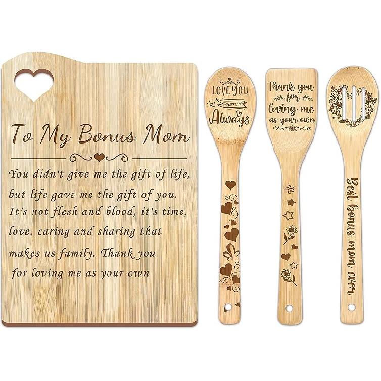 cocomong Grandma Gifts, Gift for Grandma Birthday from Grandkids - Cutting Board Kitchen - Cooking Board with Utensil bonus mom