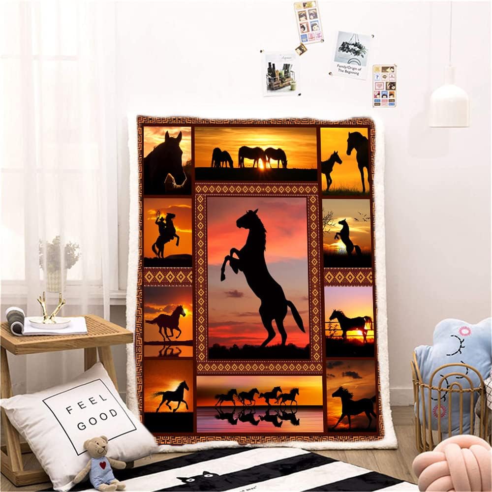 Animal Print Horse Blanket - Soft, Cozy Fleece Throw (50" X 60") for Couch, Bed, TV - Horse Lover