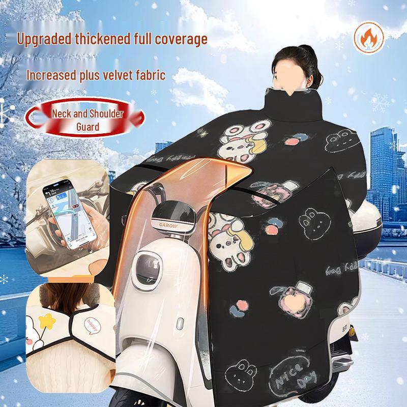 Winter Fleece Lined Windshield Cape: Thickened Windproof Cover for Neck, Shoulder Protection, Warmth & Cold Retention