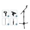 Portable Low Profile Microphone Stand For Guitar Erhu With Adjustable Boom Arm And Stable Base Design Black