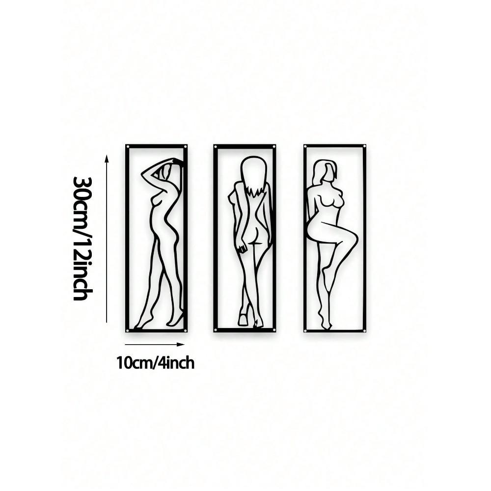 Black Metal Wall Art Decor Modern Home Sculpture