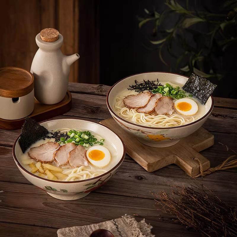 Vintage Bamboo Hat Bowl Japanese-style Tableware Home Kitchen Noodle Bowl Ceramics&pottery Soup Plates Utensils for Kitchen Gift