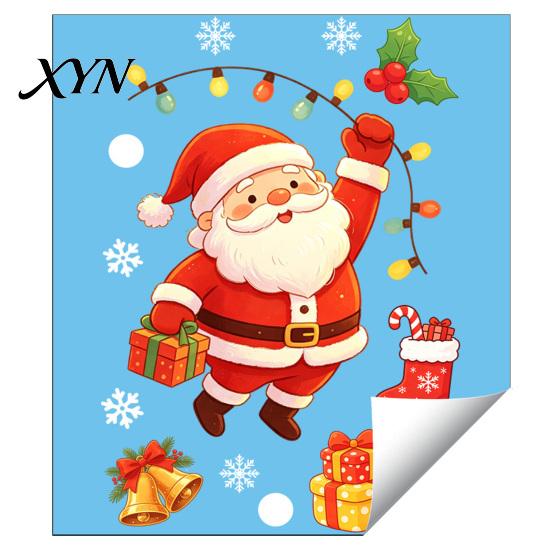 Reusable Static Stickers for Christmas Santa Claus Window Clings, Glass with Snowflake Bear Story Scene Bell Patterns, Removable No?Glue Holiday