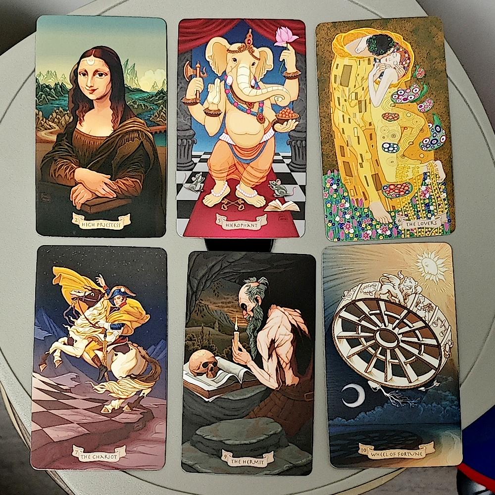 10.3*6cm Tarot On Canvas - A Stroll Through A Virtual Museum, 78 Pcs Tarot Cards Based On Rider Waite System