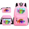 3 Piece School Backpack Set for Students Large Capacity Oxford Cloth Schoolbag with Shoulder Strap and Pencil Case