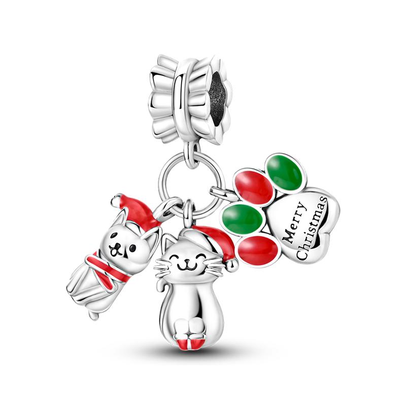 New Copper Snowman Elk Santa Gingerbread Christmas Charms Beads Fit 3Mm Original Bracelets Diy Jewelry Holiday Gift