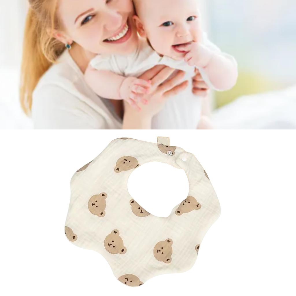 Baby Petal Shape Bib Cotton Lovely Moisture Absorption Soft Breathable Baby Multi Layers Bib Bear Head