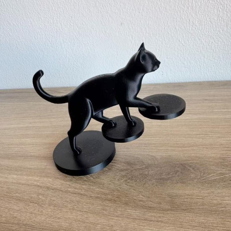 3D Printed Cats Balancing Statue Climbing Stair Cats Sculpture Collectibles Figurine Desktop Decorations for Home