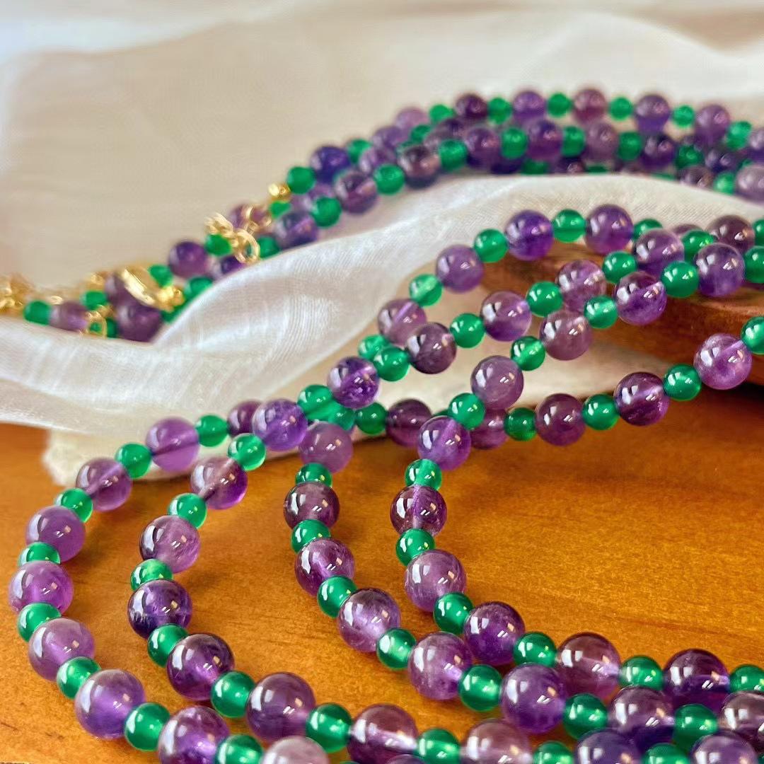 

Retro Natural Amethyst Chalcedony Atmosphere Design Korean Version Necklace Female Collarbone Chain Neck Chain
