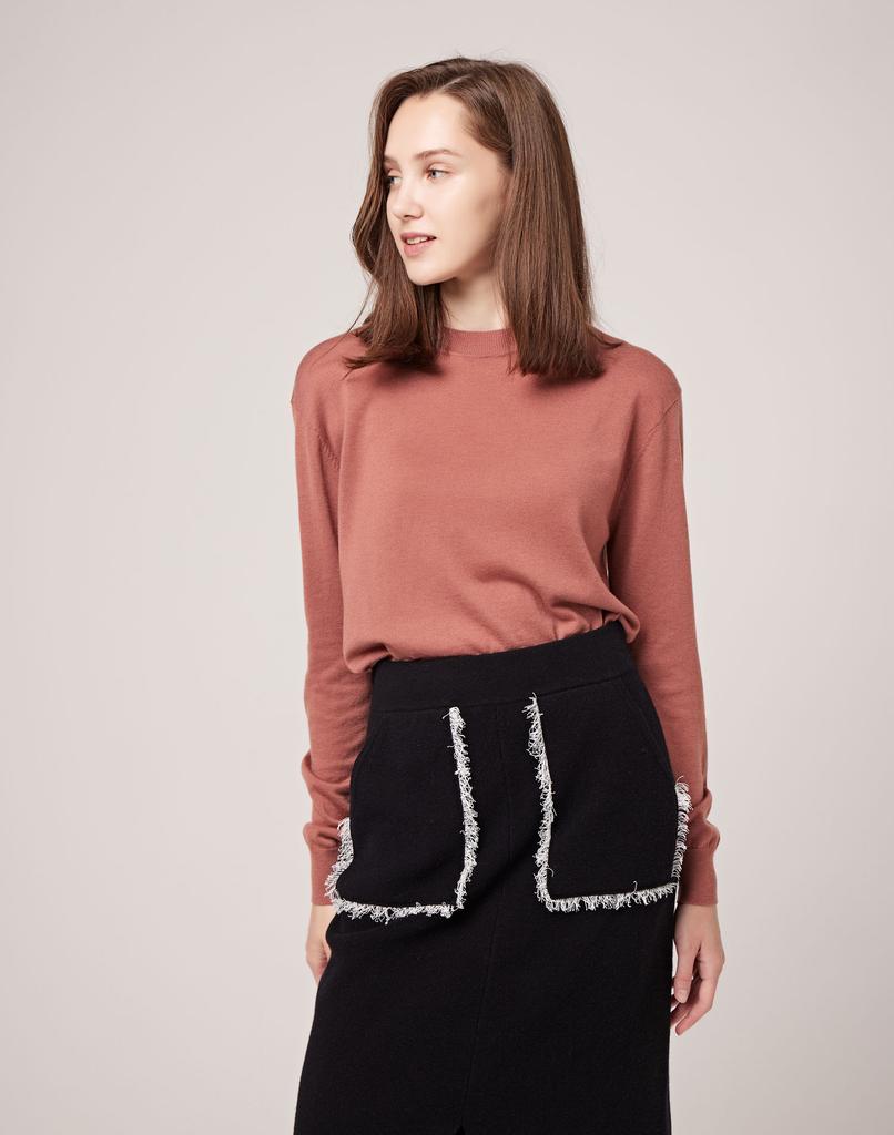 AYIHOLIC CASHMERE Semi-Over Wool Knit Round