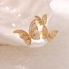 Luxury Three Butterfly Zircon Rings For Women Gold Color Stainless Steel Butterfly Ring Wedding Aesthetic Jewelry Gift
