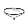 Japanese-Style Harajuku Pentagram Choker - Women's Double-Layer Black Leather Clavicle Chain Necklace