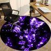 1pc Butterfly Purple Glitter Chair Carpet for Office, Round Non Slip Durable Large Size Office Carpet, Suitable for Office