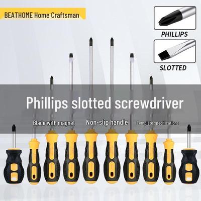 Phillips Flathead Magnetic Screwdriver with Rubberized Non-Slip Grip for Industrial and Household Use