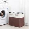 Dual Compartment Oxford Cloth Laundry Basket with Moisture-Proof Aluminum Frame and Color Blocking Design
