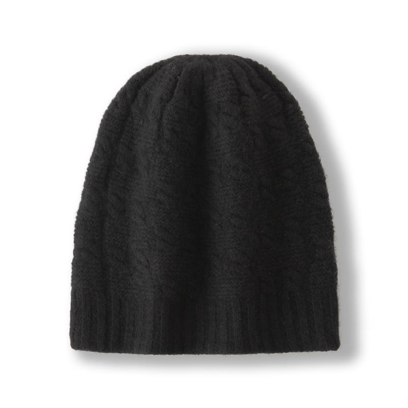 Women 100% Pure Cashmere Beanie Hat Cable Knit Fuzzy Texture Winter Warm Soft Slouchy Skullies Cap Cold Weather Accessory