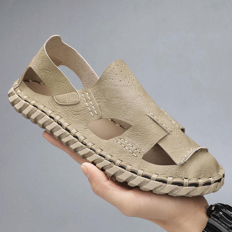 Fashion 2024 New Men's Sandals Summer Handmade Baotou Comfortable Mesh Outdoor Sandals Zapatos Para Hombre Leather Sandals for Men
