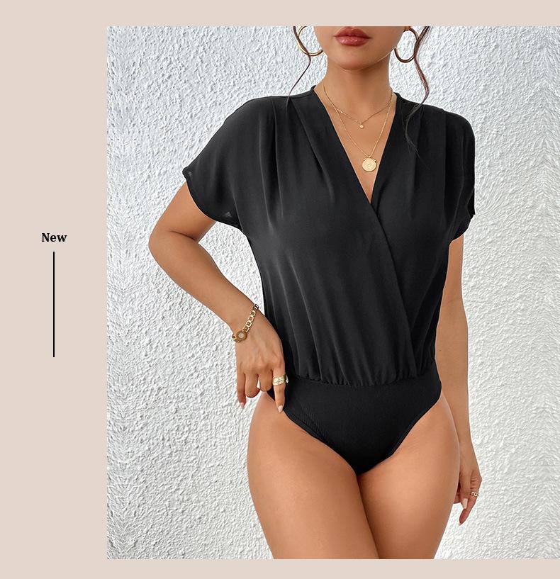 

Woman Body Suits Women Loose V Neck Bodysuit for Jumpsuit Women 2026 Black Office Overalls Clothes S чёрный