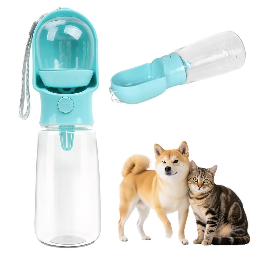 Auslaufsichere 2-in-1 Hundewasserflasche mit Futteraufbewahrung, tragbarer Haustier-Wasserspender für Spaziergänge, Reisen, Outdoor-Aktivitäten