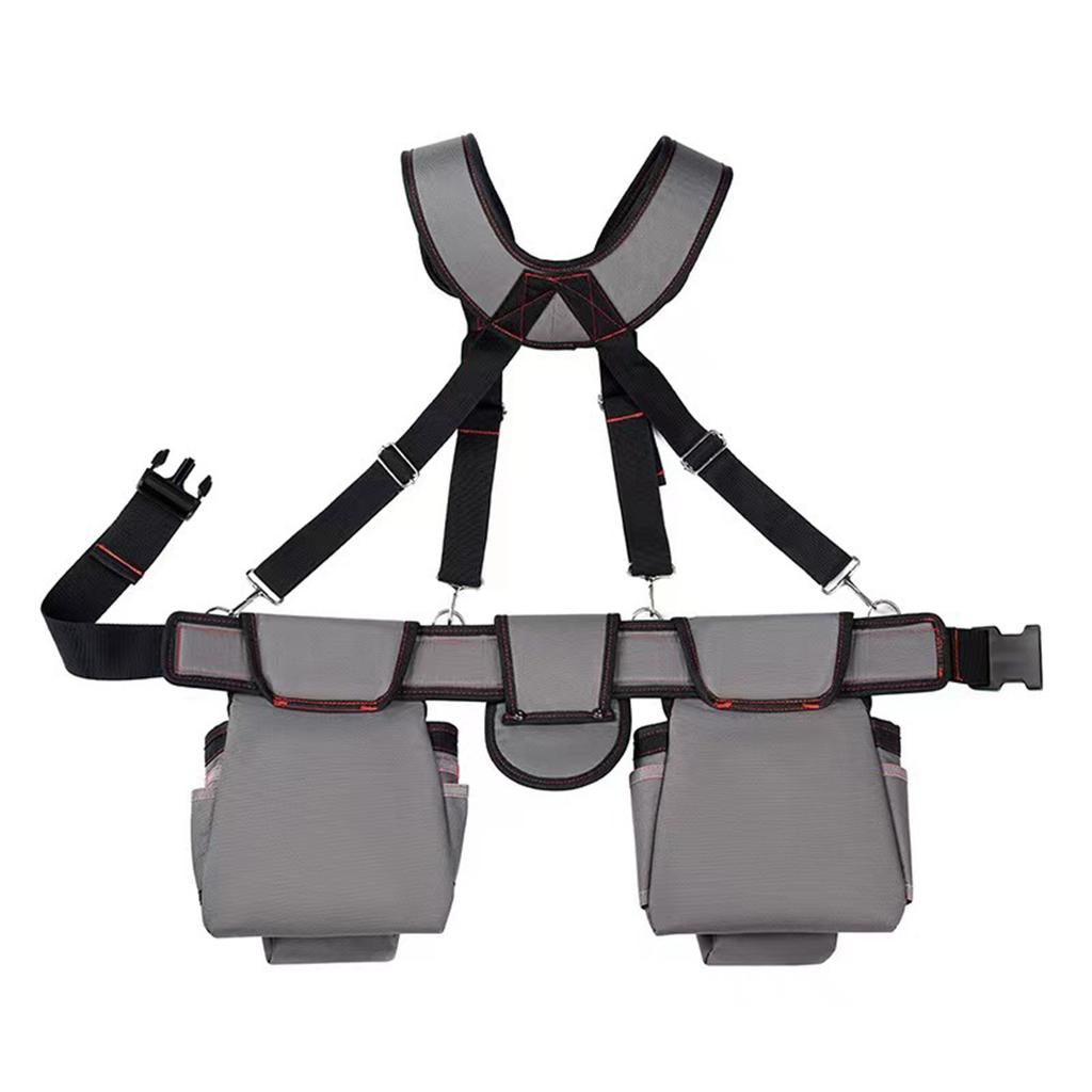 Adjustable Tool Belt for Men with Suspenders and Multi Pockets Ideal for Carpenters Construction Workers and Gardeners