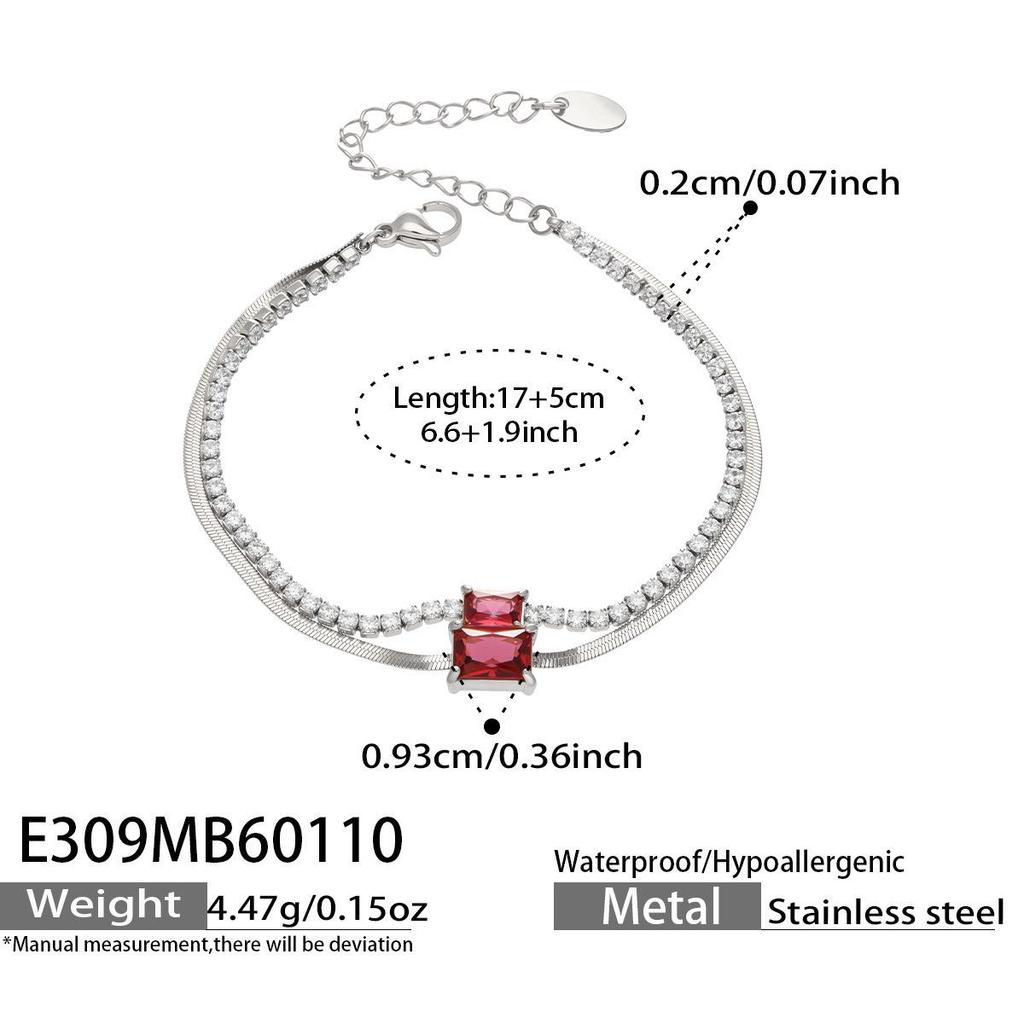 European Luxury Zircon Blade Chain Bracelet, 18k Gold-Plated Stainless Steel