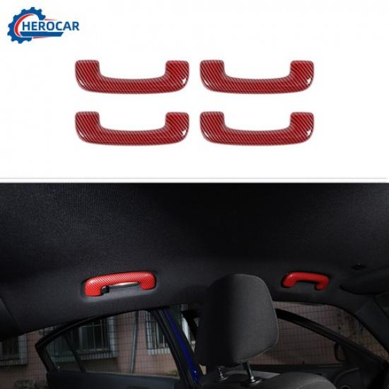 

Red Carbon Fiber Top Roof Grab Handle Decor Cover Trim for 2015+ Dodge Charger