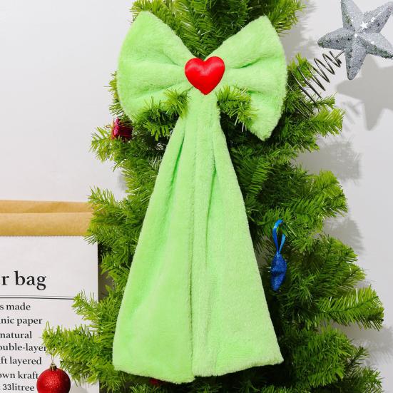 Large Plush Velvet Bow Giant Green Decorative Bow with Long Tail Christmas Tree Topper Decoration for Room Backdrop Wedding Birthday Party Wall Decor