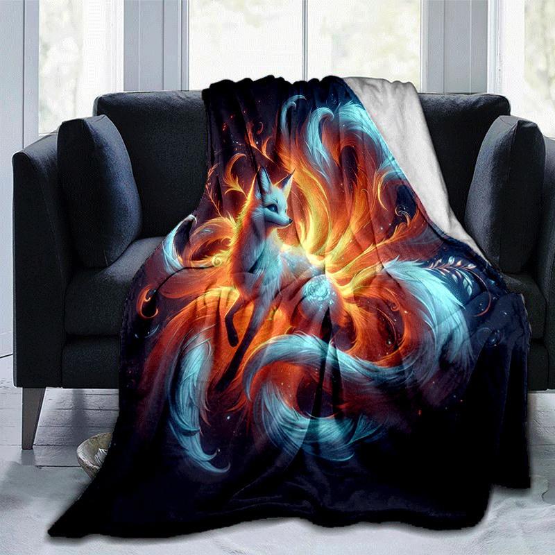 1pc Fox Printing Lightweight Flannel Blanket, Comfortable and Warm Blanket, for Camping Sofa Bed and Couch Office, Gift