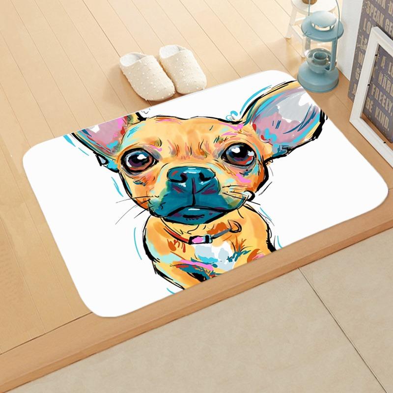 Colorful Dog Art Flannel Doormats, Vibrant Pet Portraits, Cute Canine Designs, Soft Floor Mats for Dog Lovers Home Decor
