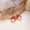 Fun Cartoon Asymmetrical Oil Drop Earrings, Guochao Panda Animal Fruit Earrings, Cute Mushroom Leaf Earrings