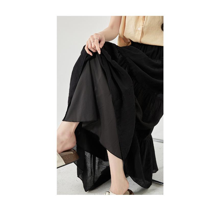 skirt White women's new high waist and thin a word summer long dress small fluffy cake skirt